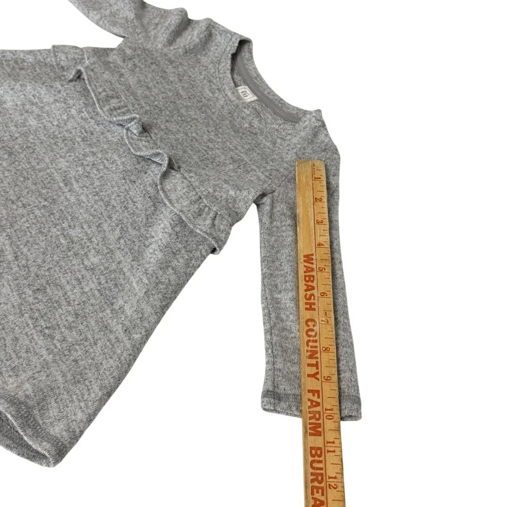 Baby Gap Toddler Girls Gray Heathered Ruffle Long Sleeve A-Line Dress 18-24M